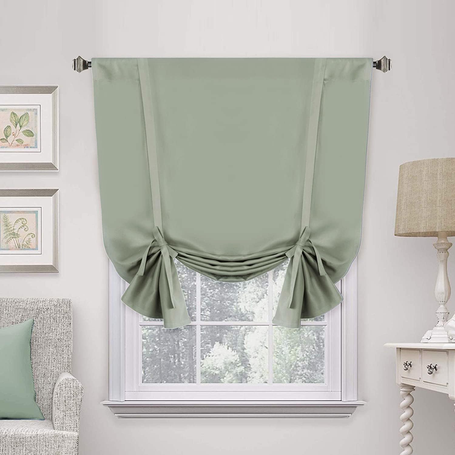 H.VERSAILTEX Solid Blackout Curtain Energy Efficient Tie Up Shades Rod Pocket Panel for Kitchen